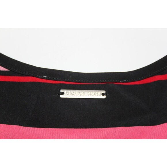 Michael Kors Women's Multi Stripe Pink Black Red Flounce Hem Knit Dress Size S - Picture 6 of 6